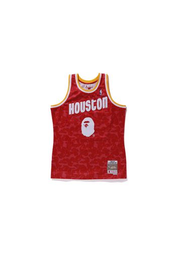 BAPE x Mitchell & Ness Rockets Camo Basketball Swingman Jersey Red