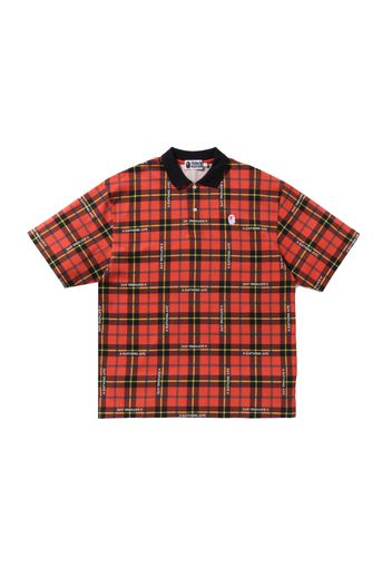 BAPE Logo Check Relaxed Fit Polo Red