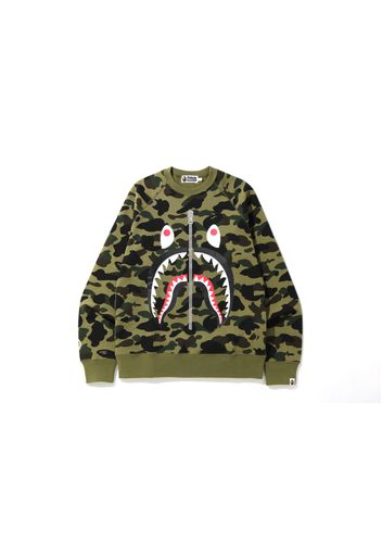 BAPE 1st Camo Printed Zip Shark Crewneck Green