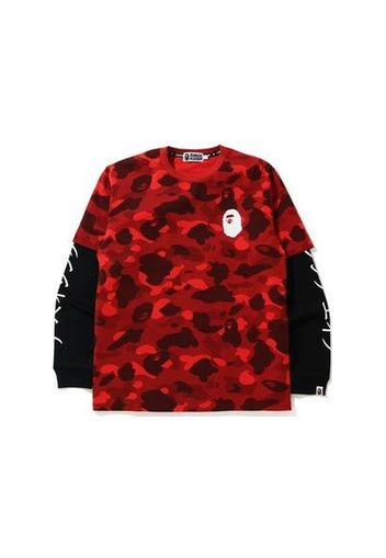 BAPE Color Camo Katakana Layered LS Tee Red