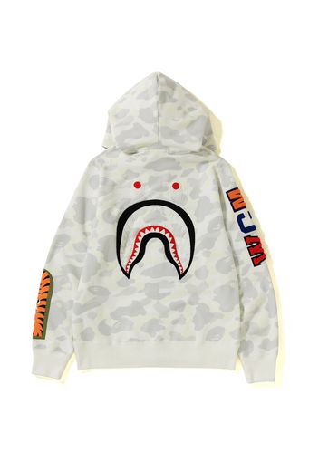 BAPE City Camo Embroidery Shark Full Zip Hoodie White