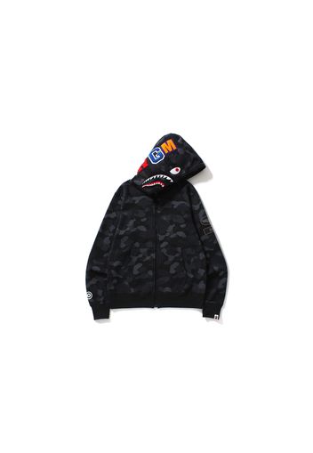 BAPE Dot Camo Shark Wide Full Zip Hoodie Black