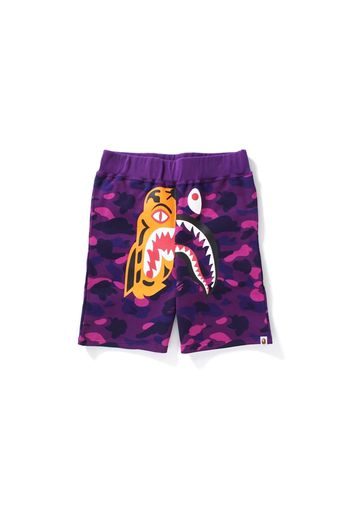 BAPE Color Camo Tiger Shark Sweat Shorts Purple