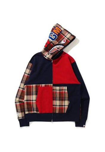 BAPE Check Shark Relaxed Full Zip Hoodie Red