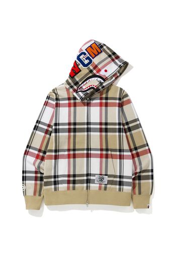 BAPE Check Shark Full Zip Hoodie Beige