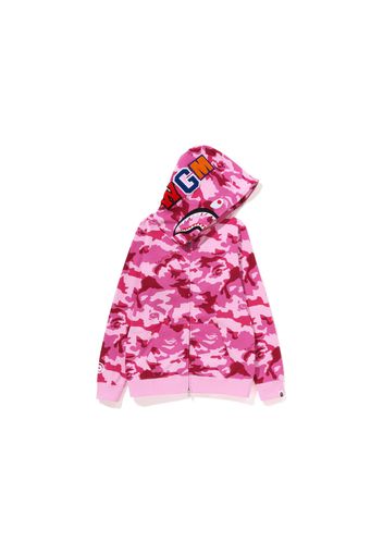 BAPE Womens Woodland Camo Shark Full Zip Hoodie Pink