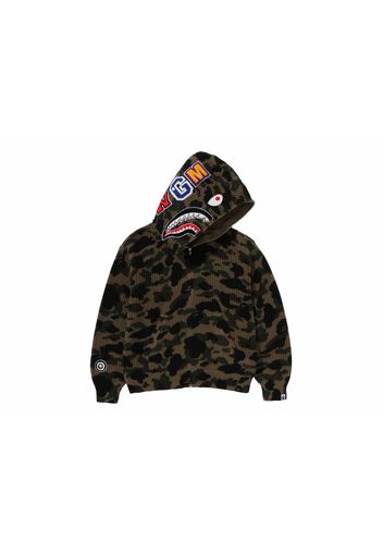 BAPE 1st Camo Crochet Shark Full Zip Hoodie Green