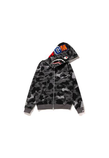 BAPE Women's GRID Camo Shark Full Zip Hoodie Black