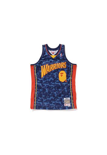 BAPE x Mitchell & Ness Warriors ABC Basketball Swingman Jersey Navy