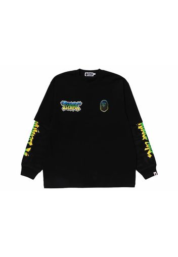 BAPE Lux Sport Pattern Oversized Double Long Sleeve Tee Black