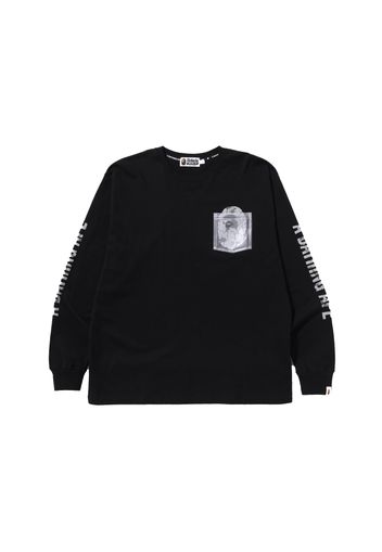 BAPE Reflective Solid Camo Ape Head Relaxed Fit Pocket L/S Tee Black