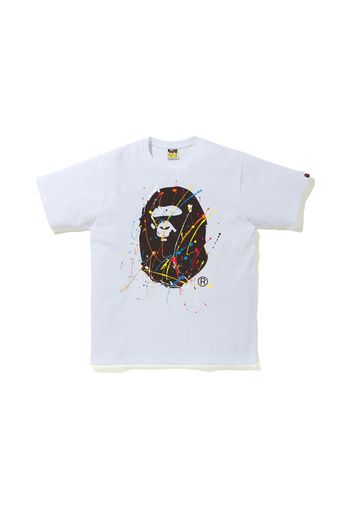 BAPE Paint Splatter Ape Head Tee White