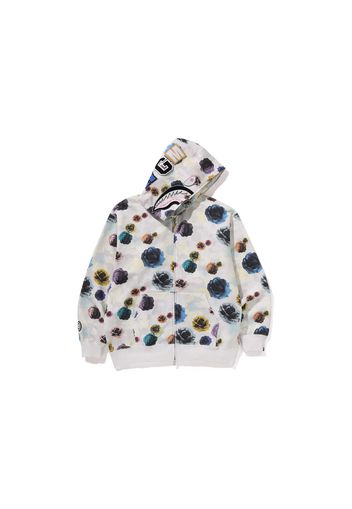 BAPE Floral Camo Shark Relaxed Fit Full Zip Hoodie Ivory