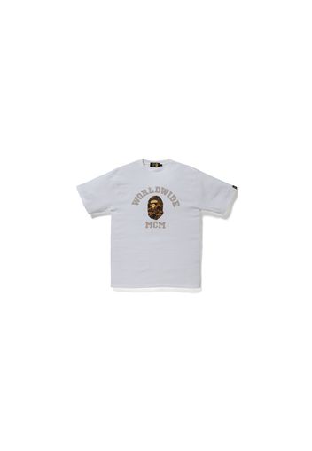 BAPE x MCM Rhinestone College Tee White