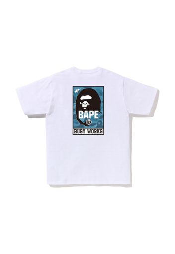 BAPE Honeycomb Camo Bape Busy Works Tee White Blue