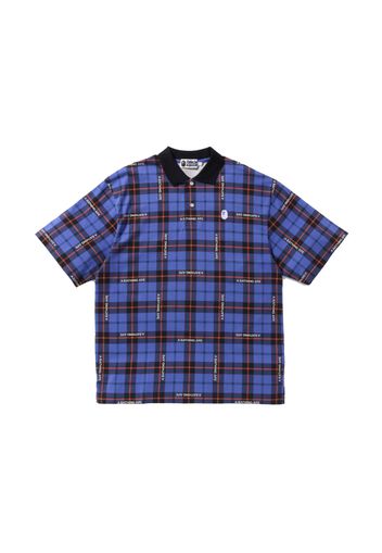 BAPE Logo Check Relaxed Fit Polo Blue