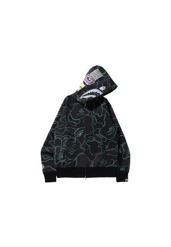 BAPE Text Code Camo Shark Full Zip Hoodie Black