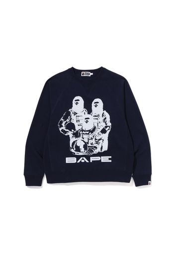 BAPE Relaxed Fit Space System Crewneck Navy