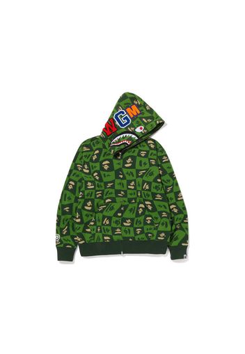 BAPE Distortion Shark Relaxed Fit Full Zip Hoodie Green