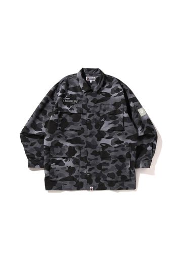 BAPE Grid Camo Relaxed Fit Military Shirt Black