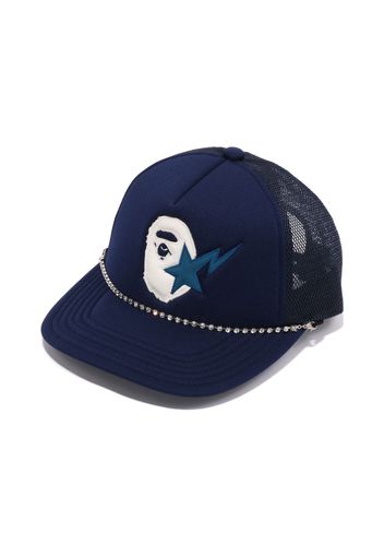 BAPE Sta Ape Head Leather Patched Mesh Cap Blue