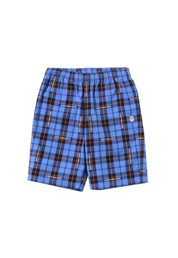 BAPE Logo Check Shorts Blue