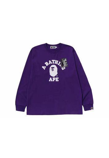 BAPE Mad Face College Long Sleeve Tee Purple