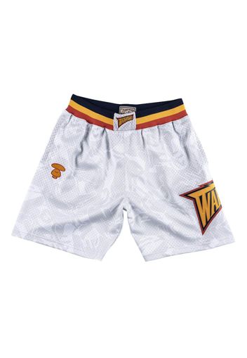 Aape x Mitchell & Ness Golden State Warriors Shorts White