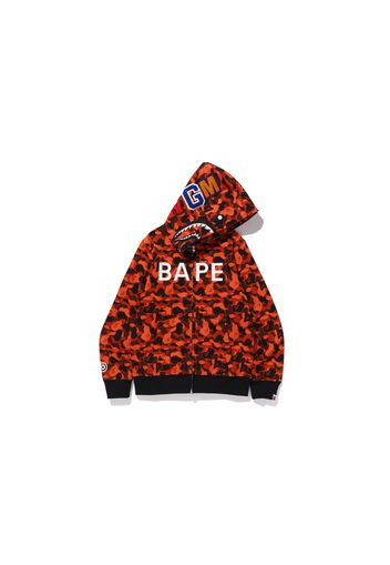 BAPE x XO Camo Shark Full Zip Hoodie Orange