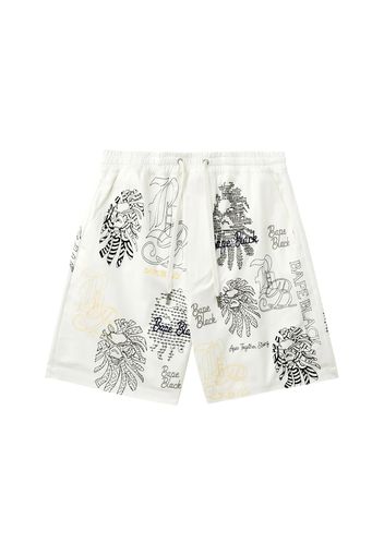 BAPE Black Graphic Stitch Shorts White