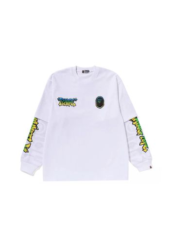 BAPE Lux Sport Pattern Oversized Double Long Sleeve Tee White