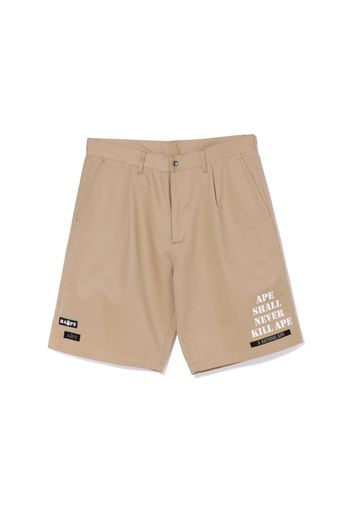 BAPE Multi Motif Leather Pocket Chino Shorts Beige