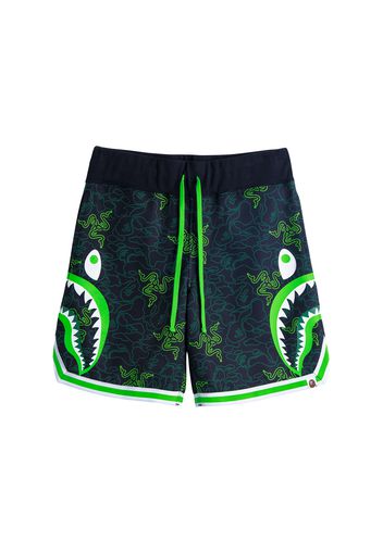 BAPE x Razer Neon Camo Basketball Sweat Shorts Black Green