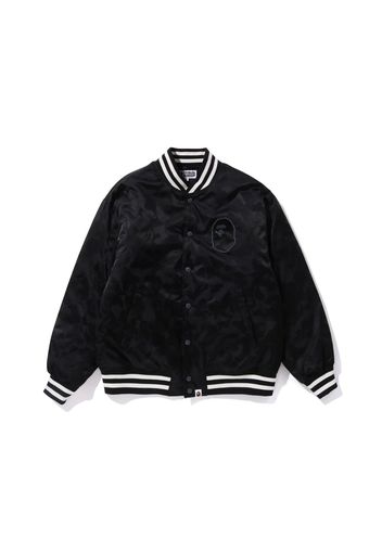 BAPE Tonal Solid Camo Padded Varsity Jacket Black