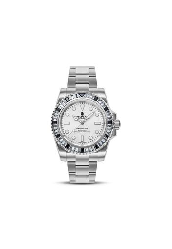 BAPE Type 1 Bapex Crystal Stone Watch Silver White