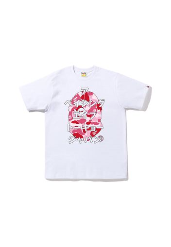 BAPE ABC Camo Japanese Letters Tee White Pink