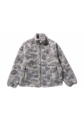 BAPE Tonal Solid Camo Metal Ape Head One Point Fleece Jacket Gray