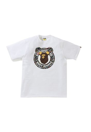 BAPE x Medicom Toy Bearbrick Camo Bear Busy Works Tee White/Black