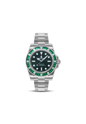 BAPE Type 1 Bapex Crystal Stone Watch Silver/Green