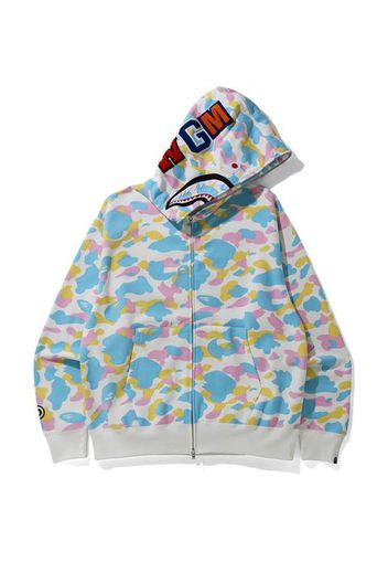 BAPE New Multi Camo Shark Relaxed Full Zip Hoodie White