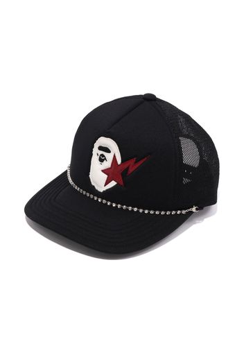 BAPE Sta Ape Head Leather Patched Mesh Cap Black