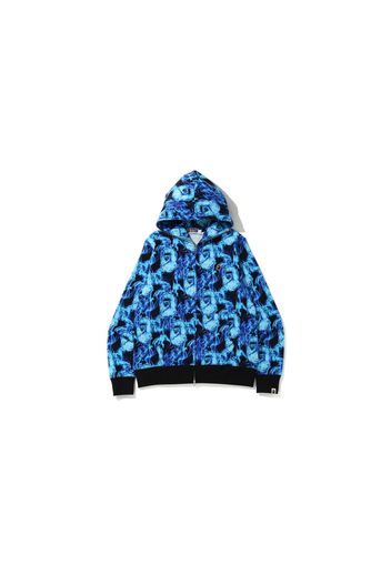 BAPE Flame Wide Full Zip Hoodie Blue