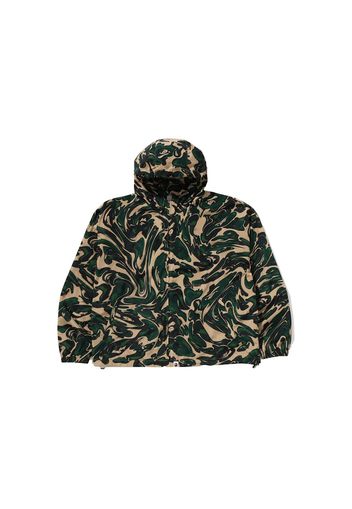 BAPE Marbling Camo Bathing Ape Logo Nylon Hooded Jacket Green