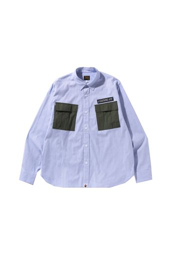 BAPE Military Stripe Relaxed Fit Shirt Sax