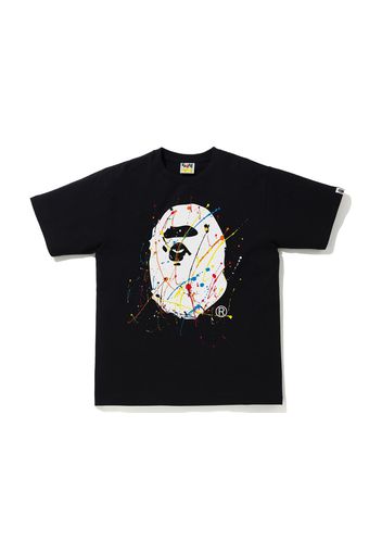 BAPE Paint Splatter Ape Head Tee Black