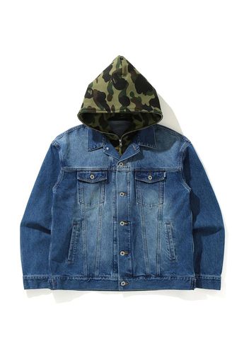 BAPE 1st Camo Loose Fit Hoodie Denim Jacket Indigo