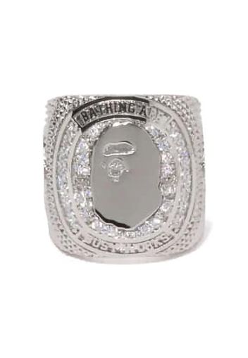 BAPE Rhinestone College Ring Silver