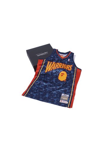 BAPE x Mitchell & Ness Warriors ABC Basketball Authentic Jersey Navy