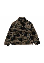 BAPE 1st Camo Metal Ape Head One Point Fleece Jacket Green