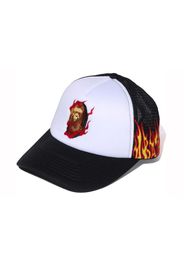 Bape Embroidery Fire Logo Trucker Cap Black